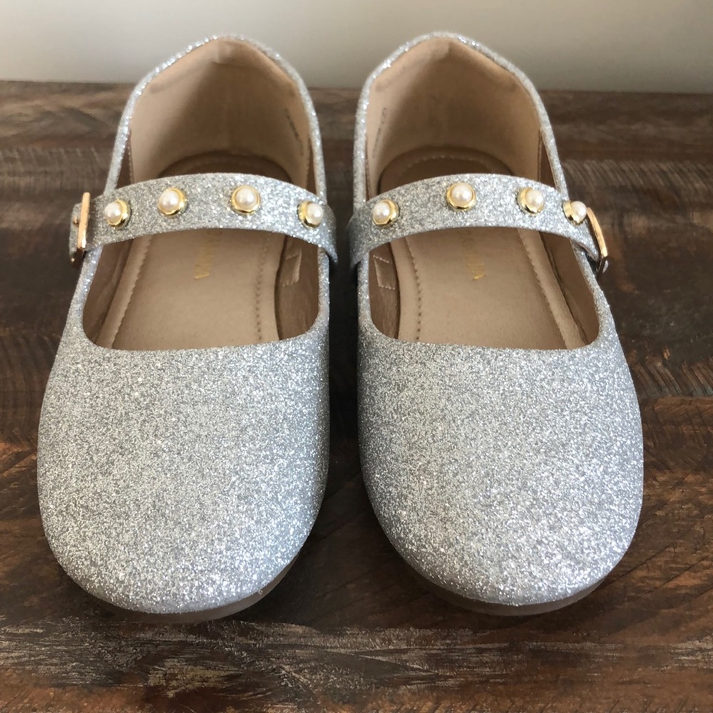 Girls Silver Sparkle Dress Shoes